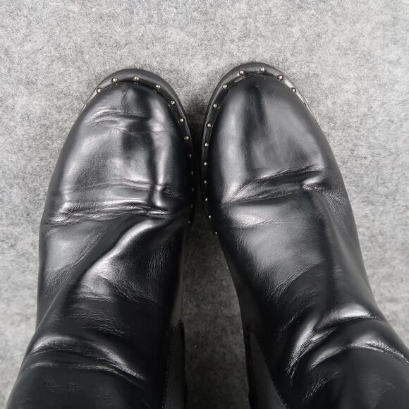 Ankle Boots Womens 8 Shoes Casual Chelsea Pull On Black Bootie Block Heel Studs - Picture 10 of 15